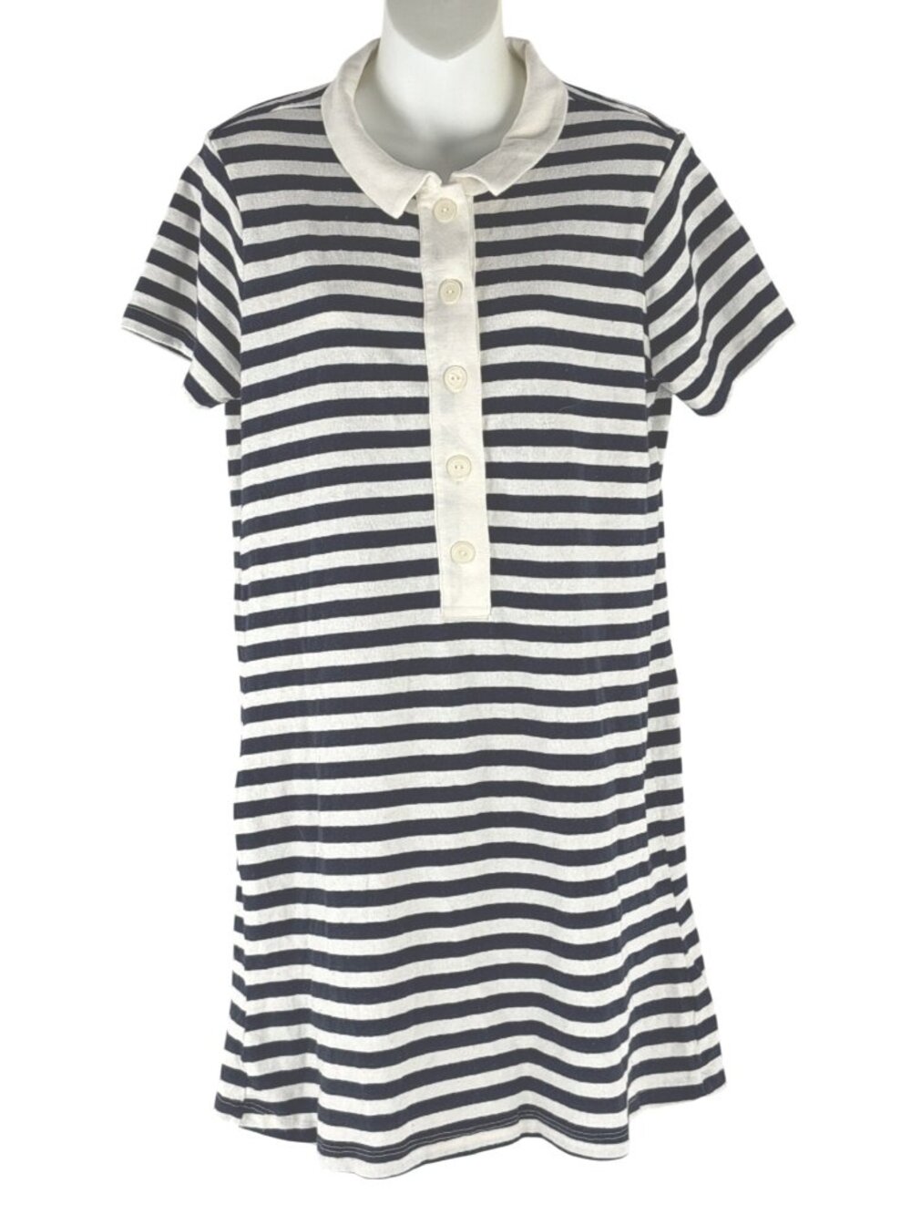 Universal Thread Nautical Sailor Stripe Polo Shirt Dress Navy Blue Cream Mini M